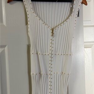 Bellini White Sleeveless with Gold Studs